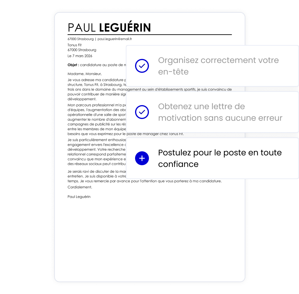 Lettre de motivation prête à envoyer