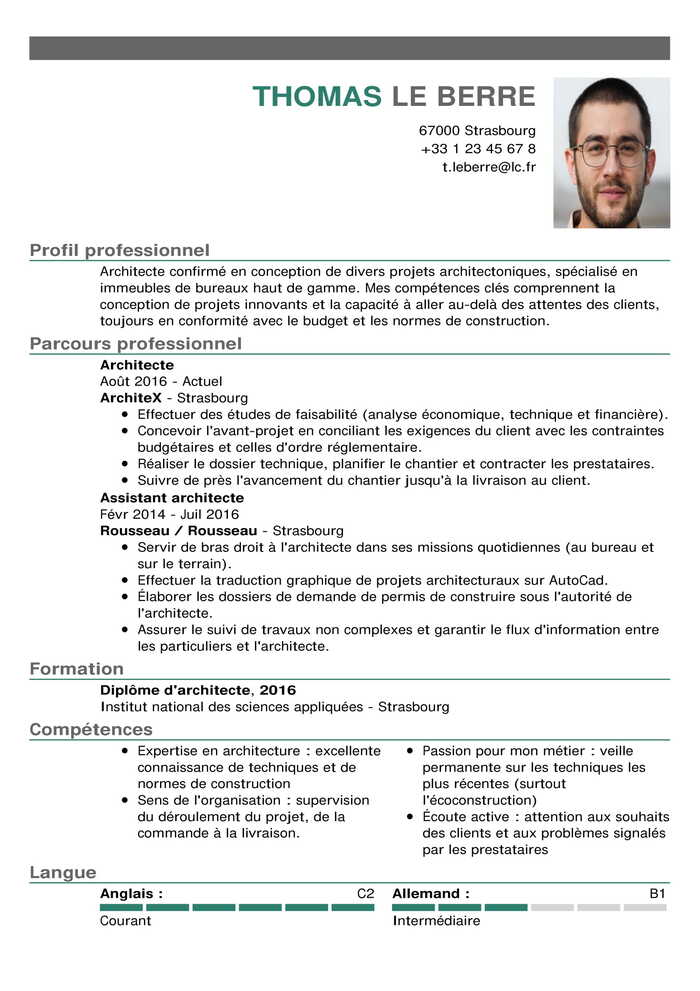 Exemple de CV template