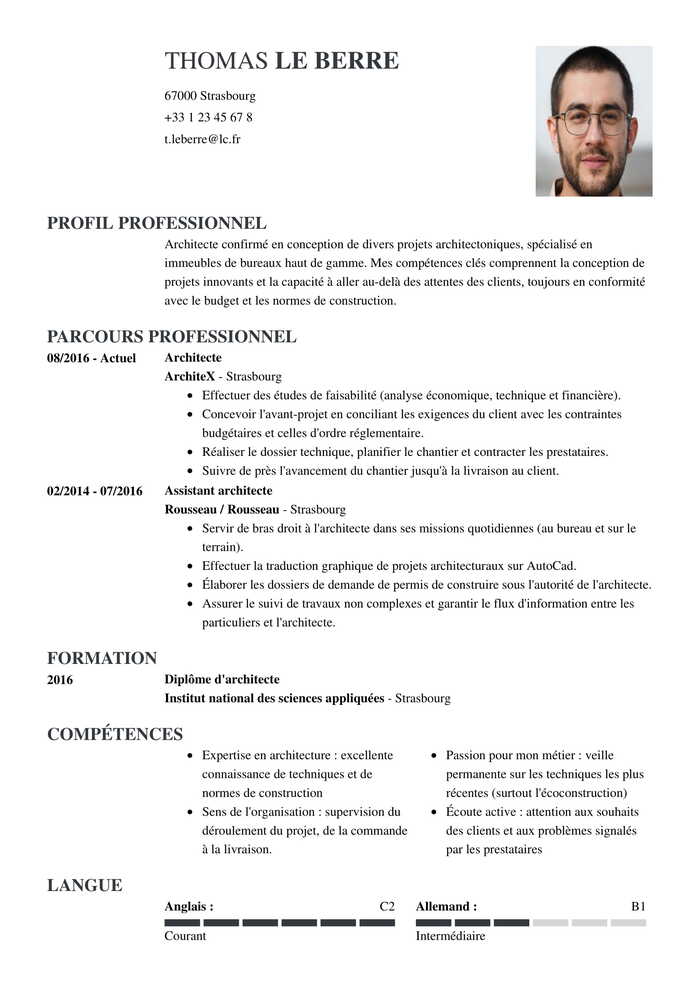 Exemple de CV template