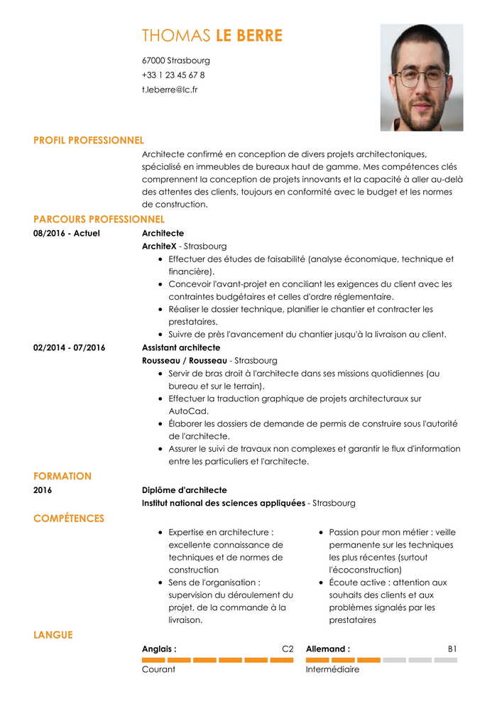 Exemple de CV template