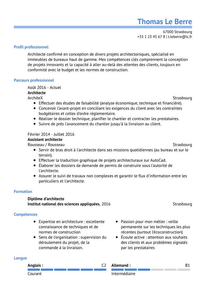 Exemple de CV template