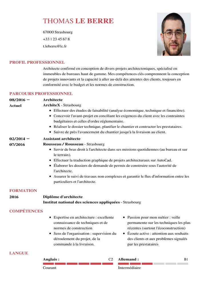 Exemple de CV template