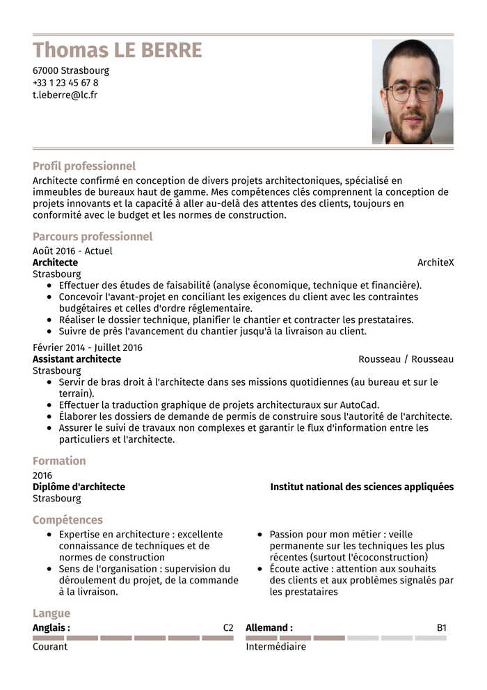 Exemple de CV template