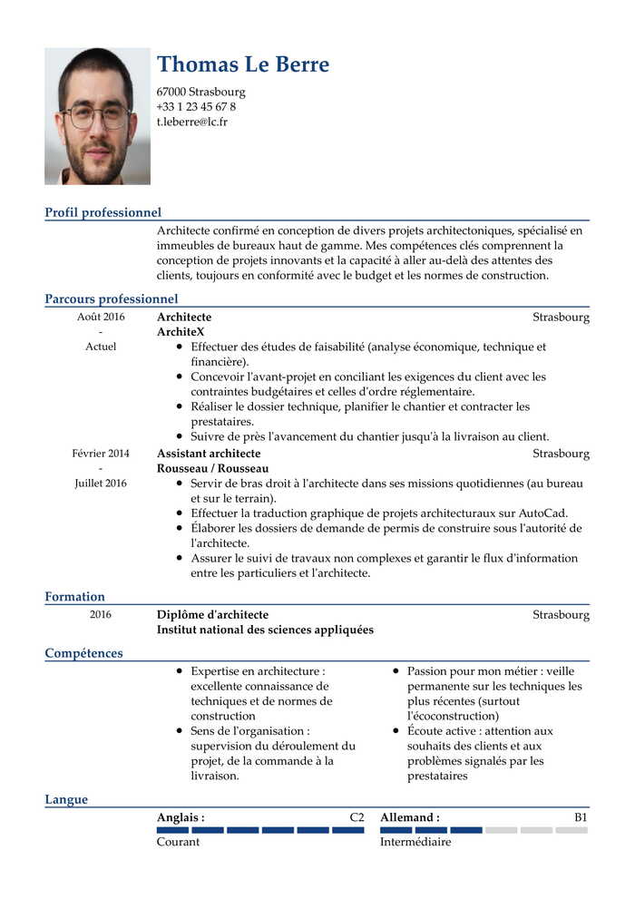 Exemple de CV template