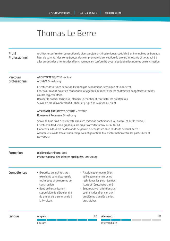 Exemple de CV template