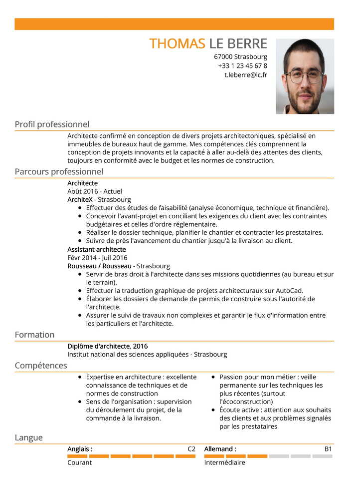 Exemple de CV template