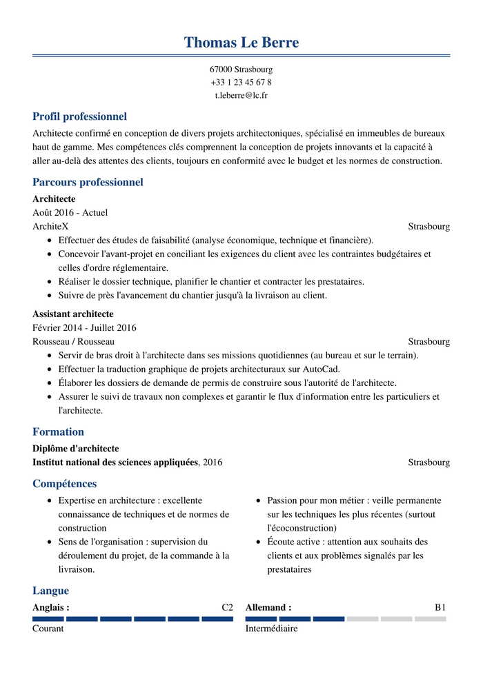 Exemple de CV template