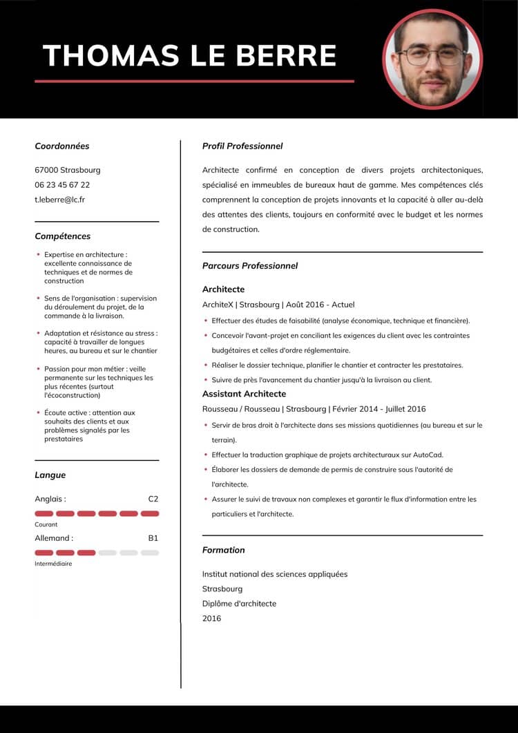 Exemple de CV template