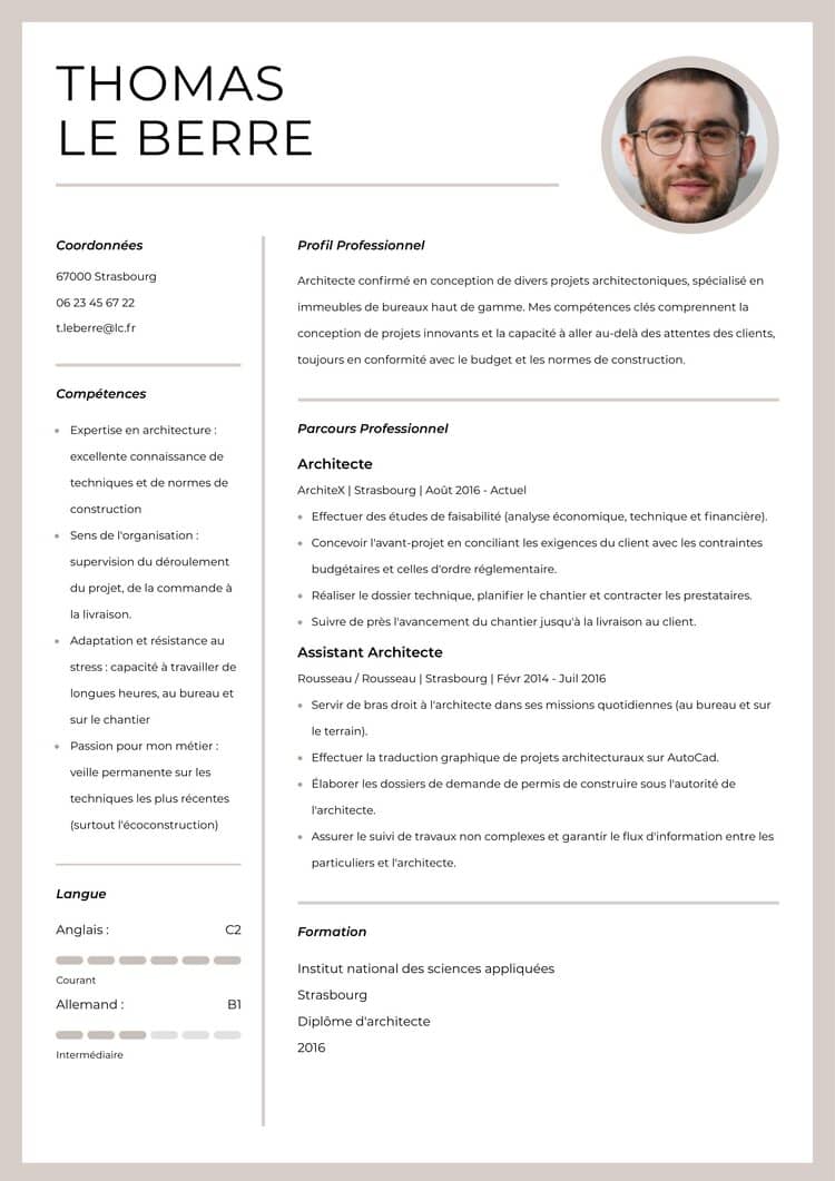 Exemple de CV template